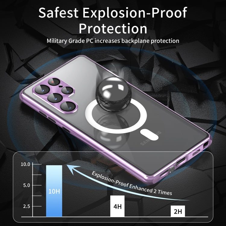 For Samsung Galaxy S22+ 5G HD Full Cover Magsafe Magnetic Metal Tempered Glass Phone Case(Purple) - Galaxy S22+ 5G Cases by buy2fix | Online Shopping UK | buy2fix