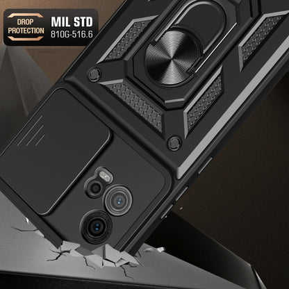 For Motorola Moto G72 Sliding Camera Cover Design TPU+PC Phone Case(Black) - Motorola Cases by buy2fix | Online Shopping UK | buy2fix