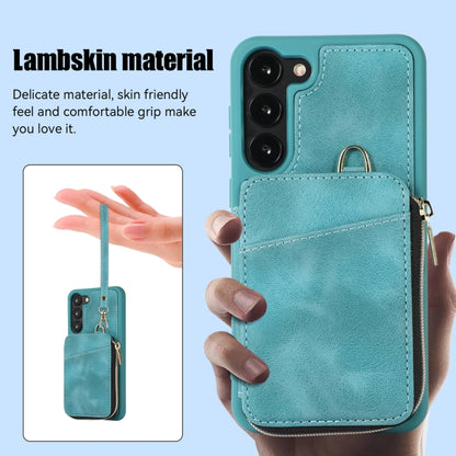 For Samsung Galaxy S23 5G Zipper Card Bag Back Cover Phone Case(Turquoise) - Galaxy S23 5G Cases by buy2fix | Online Shopping UK | buy2fix