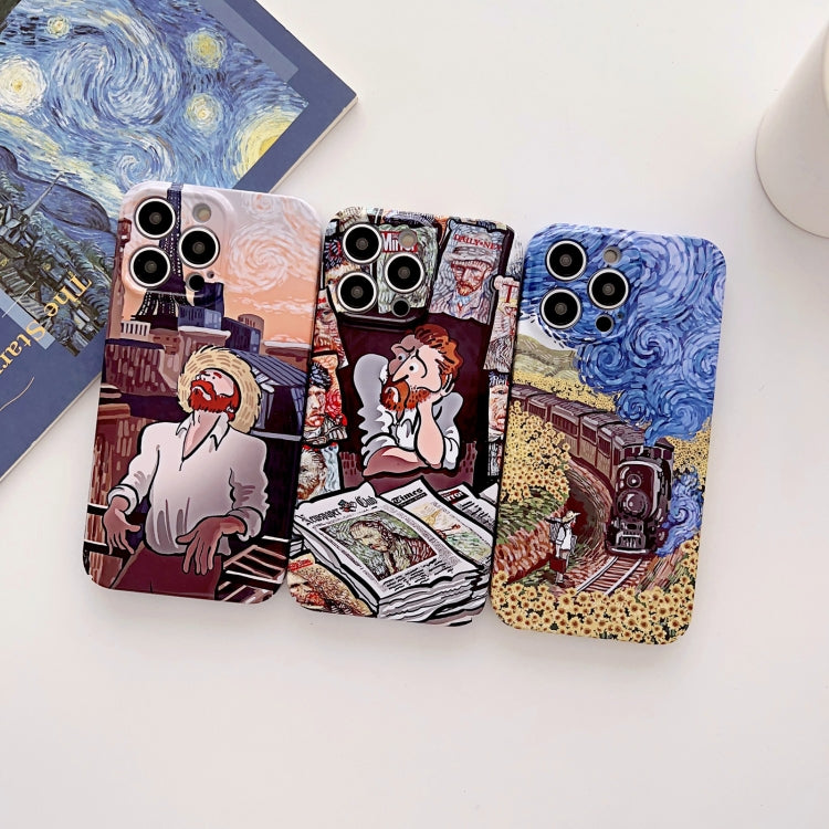 For iPhone 14 Pro Max Precise Hole Oil Painting Glossy PC Phone Case(Tower) - iPhone 14 Pro Max Cases by buy2fix | Online Shopping UK | buy2fix