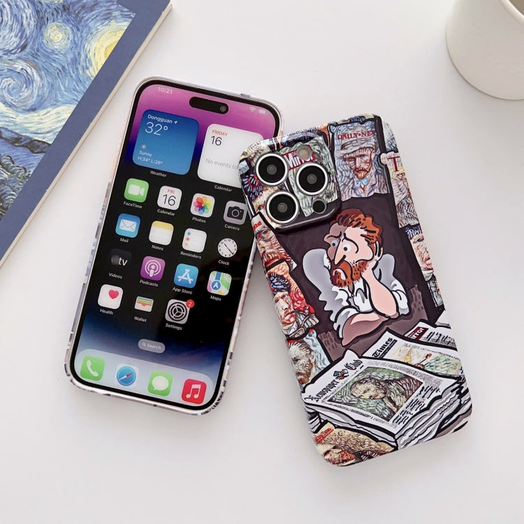 For iPhone 11 Precise Hole Oil Painting Glossy PC Phone Case(Newspaper) - iPhone 11 Cases by buy2fix | Online Shopping UK | buy2fix