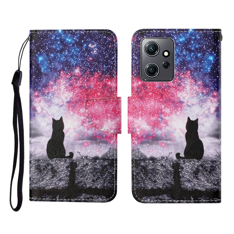 For Xiaomi Redmi Note 12 4G Global Colored Drawing Pattern Flip Leather Phone Case(Star Sky Cat) - Note 12 Cases by buy2fix | Online Shopping UK | buy2fix