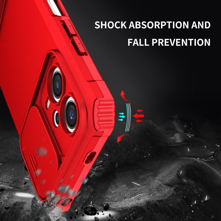 For Xiaomi Redmi Note 12 5G / Poco X5 Stereoscopic Holder Sliding Camshield Phone Case(Red) - Note 12 Cases by buy2fix | Online Shopping UK | buy2fix