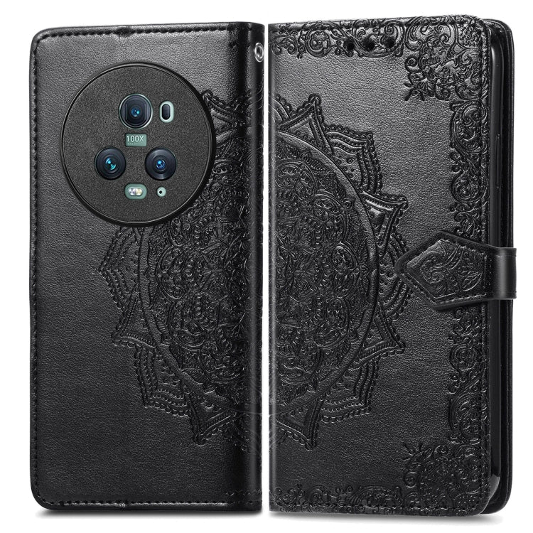 For Honor Magic5 Pro Mandala Flower Embossed Leather Phone Case(Black) - Honor Cases by buy2fix | Online Shopping UK | buy2fix