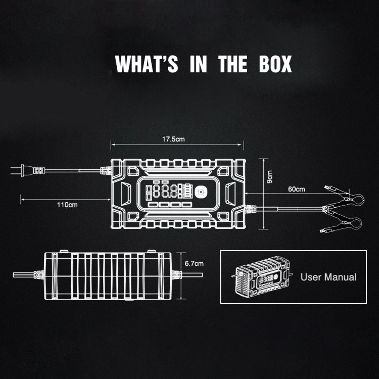 FOXSUR 12V / 24V / 10A Car / Motorcycle Battery Smart Repair Lead-acid Battery Charger, Plug Type:UK Plug - Battery Charger by FOXSUR | Online Shopping UK | buy2fix