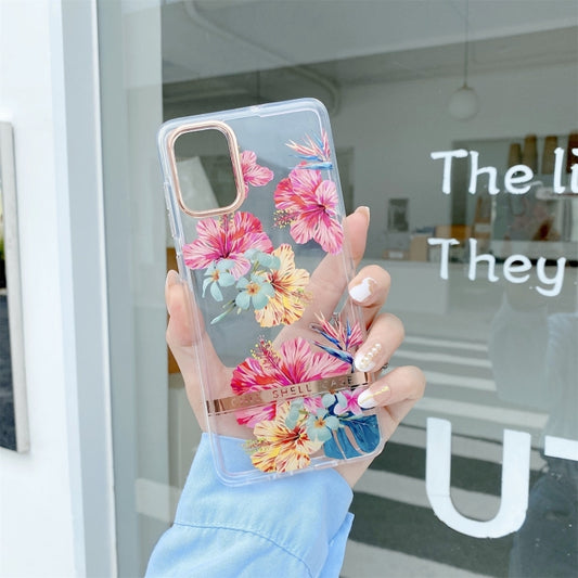 For Samsung Galaxy A14 5G High Translucent Electroplating Flower Pattern TPU + PC Phone Case(Hibiscus) - Galaxy Phone Cases by buy2fix | Online Shopping UK | buy2fix