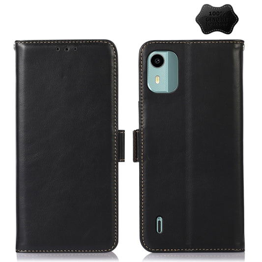 For Nokia C12 4G Crazy Horse Top Layer Cowhide Leather Phone Case(Black) - Nokia Cases by buy2fix | Online Shopping UK | buy2fix