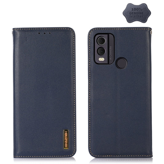 For Nokia C22 4G KHAZNEH Nappa Top Layer Cowhide Leather Phone Case(Blue) - Nokia Cases by buy2fix | Online Shopping UK | buy2fix
