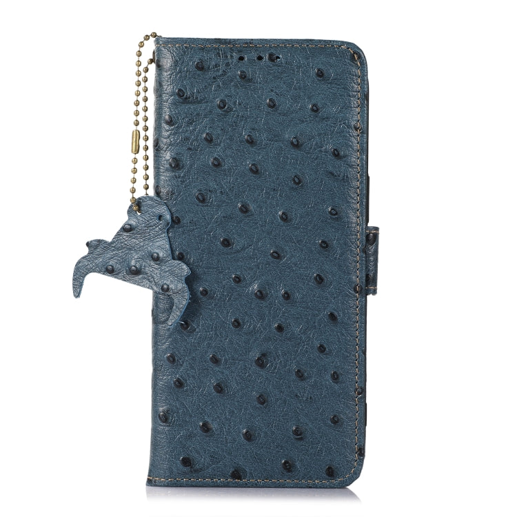 For Honor Magic5 Pro Ostrich Pattern Genuine Leather RFID Phone Case(Blue) - Honor Cases by buy2fix | Online Shopping UK | buy2fix