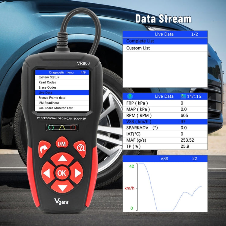 Vgate VR800 Car Code Reader OBD2 Diagnostic Scanner - Code Readers & Scan Tools by Vgate | Online Shopping UK | buy2fix