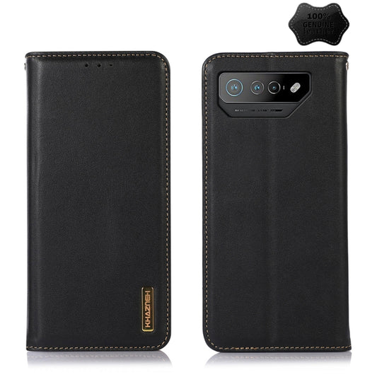For Asus ROG Phone 7 KHAZNEH Nappa Top Layer Cowhide Leather Phone Case(Black) - ASUS Cases by buy2fix | Online Shopping UK | buy2fix