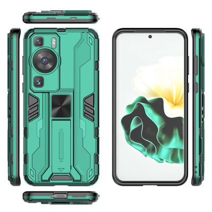 For Huawei P60 / P60 Pro Supersonic Holder PC Soft TPU Phone Case(Green) - Huawei Cases by buy2fix | Online Shopping UK | buy2fix