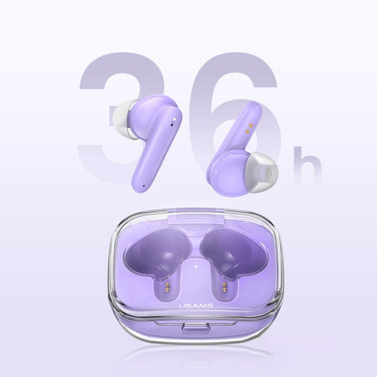 USAMS BE16 Ice Tray Series Transparent TWS In-Ear Wireless Bluetooth Earphone(Purple) - TWS Earphone by USAMS | Online Shopping UK | buy2fix