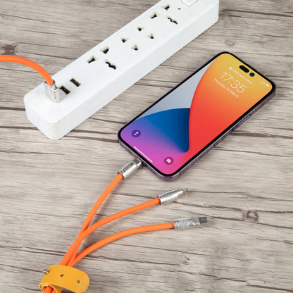 Mech Series 6A 120W 3 in 1 Metal Plug Silicone Fast Charging Data Cable, Length: 1.2m(Orange) -  by buy2fix | Online Shopping UK | buy2fix