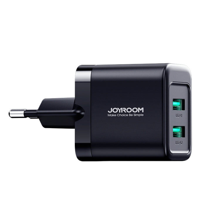 JOYROOM JR-TCN01 2.4A Dual Ports USB Charger, Plug:EU Plug(Black) - USB Charger by JOYROOM | Online Shopping UK | buy2fix
