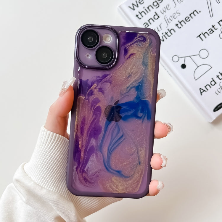 For iPhone 14 Oil Painting Electroplating TPU Phone Case(Purple) - iPhone 14 Cases by buy2fix | Online Shopping UK | buy2fix