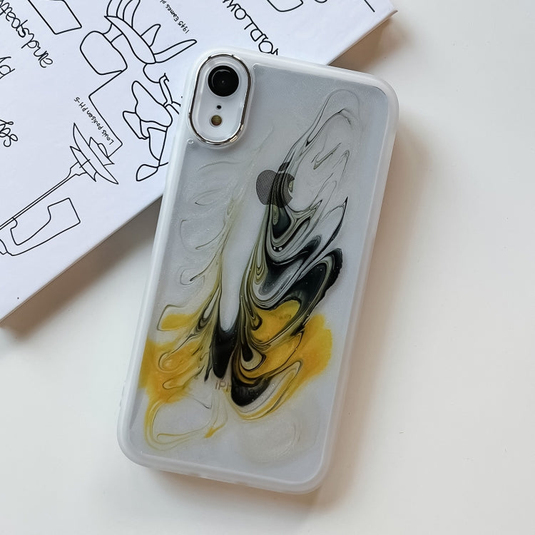 For iPhone XR Oil Painting Electroplating TPU Phone Case(White) - More iPhone Cases by buy2fix | Online Shopping UK | buy2fix