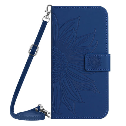 For Xiaomi Poco F5 Skin Feel Sun Flower Embossed Flip Leather Phone Case with Lanyard(Dark Blue) - Xiaomi Cases by buy2fix | Online Shopping UK | buy2fix