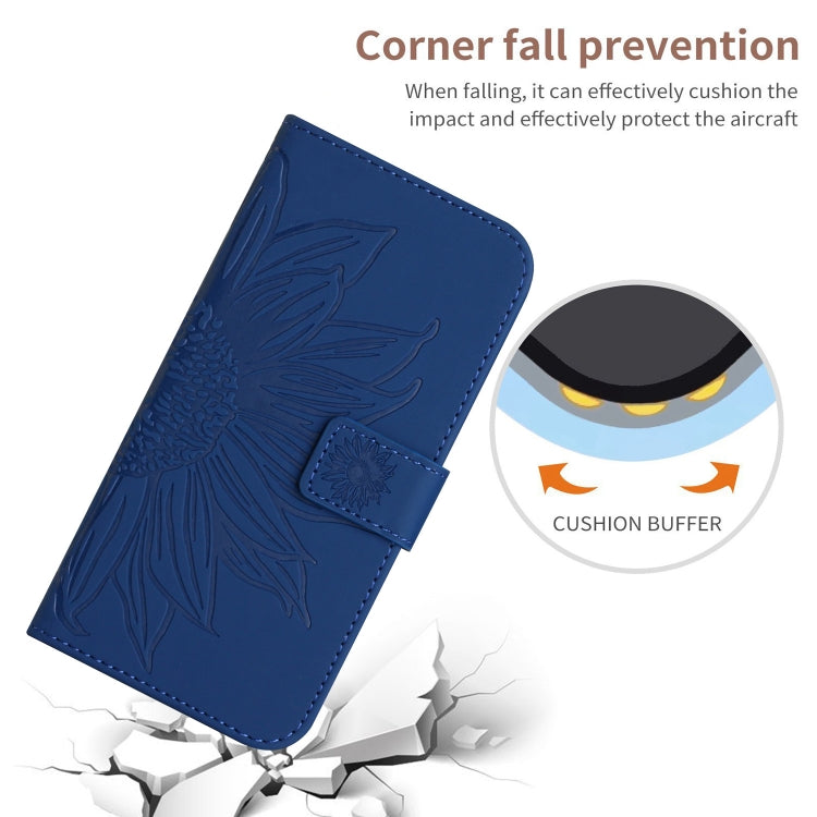 For Xiaomi Poco F5 Skin Feel Sun Flower Embossed Flip Leather Phone Case with Lanyard(Dark Blue) - Xiaomi Cases by buy2fix | Online Shopping UK | buy2fix