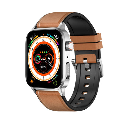 GT22 1.85 inch TFT Screen Leather Band Health Smart Watch, Support Bluetooth Call / Plateau Blood Oxygen / Body Temperature / Arrhythmia / TI Heart Rate Monitoring(Brown) - Smart Watches by buy2fix | Online Shopping UK | buy2fix