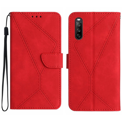 For Sony Xperia 10 V Stitching Embossed Leather Phone Case(Red) - Sony Cases by buy2fix | Online Shopping UK | buy2fix