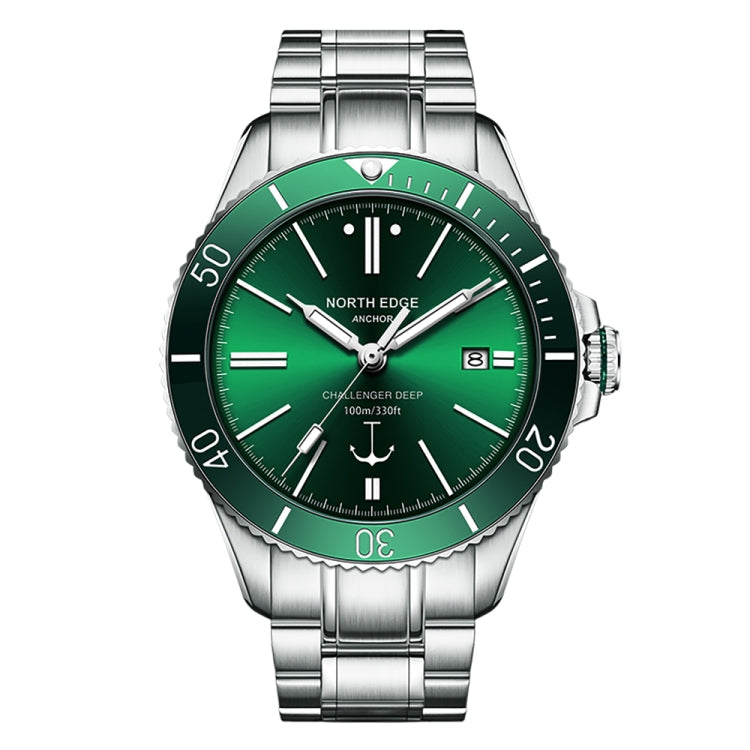 NORTH EDGE ANCHOR Men Outdoor 100m Waterproof Mechanical Watch(Green) - Metal Strap Watches by NORTH EDGE | Online Shopping UK | buy2fix