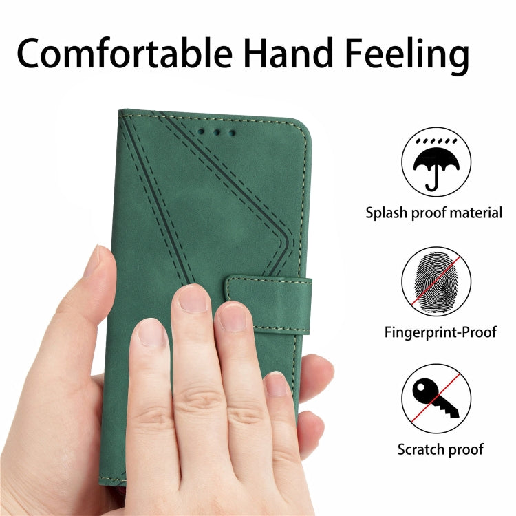 For Xiaomi Redmi Note 12 4G Stitching Embossed Leather Phone Case(Green) - Note 12 Cases by buy2fix | Online Shopping UK | buy2fix