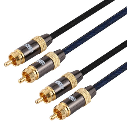 EMK 2 x RCA Male to 2 x RCA Male Gold Plated Connector Nylon Braid Coaxial Audio Cable for TV / Amplifier / Home Theater / DVD, Cable Length:1m(Black) - Audio Optical Cables by EMK | Online Shopping UK | buy2fix