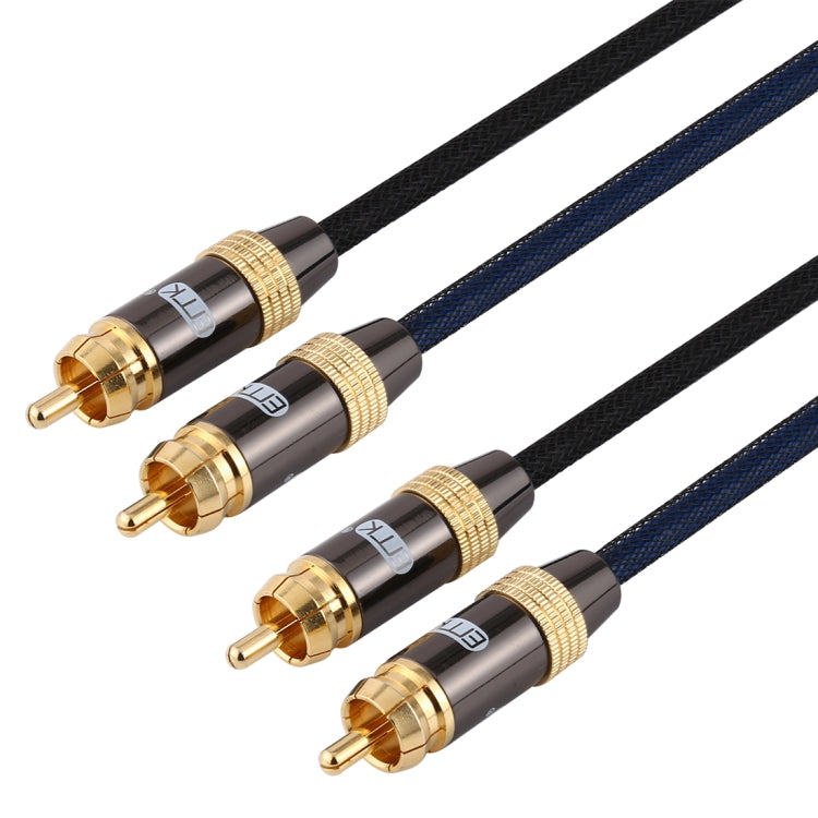EMK 2 x RCA Male to 2 x RCA Male Gold Plated Connector Nylon Braid Coaxial Audio Cable for TV / Amplifier / Home Theater / DVD, Cable Length:2m(Black) - Audio Optical Cables by EMK | Online Shopping UK | buy2fix