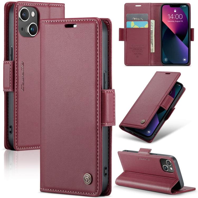 For iPhone 13 mini CaseMe 023 Butterfly Buckle Litchi Texture RFID Anti-theft Leather Phone Case(Wine Red) - iPhone 13 mini Cases by CaseMe | Online Shopping UK | buy2fix