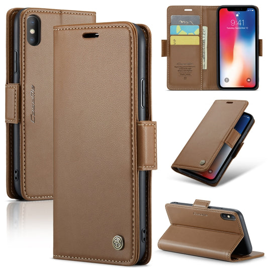 For iPhone XS Max CaseMe 023 Butterfly Buckle Litchi Texture RFID Anti-theft Leather Phone Case(Brown) - More iPhone Cases by CaseMe | Online Shopping UK | buy2fix