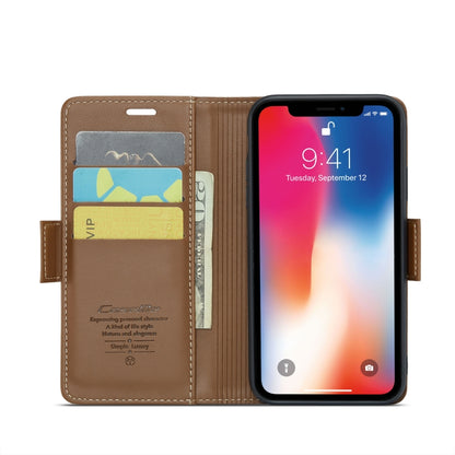 For iPhone XS CaseMe 023 Butterfly Buckle Litchi Texture RFID Anti-theft Leather Phone Case(Brown) - More iPhone Cases by CaseMe | Online Shopping UK | buy2fix