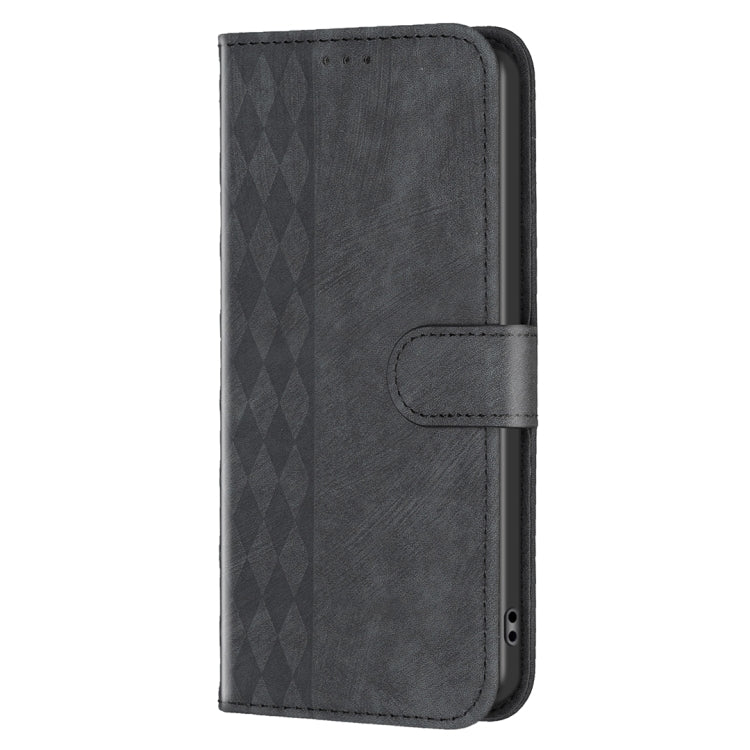 For iPhone 15 Pro Plaid Embossed Leather Phone Case(Black) - iPhone 15 Pro Cases by buy2fix | Online Shopping UK | buy2fix