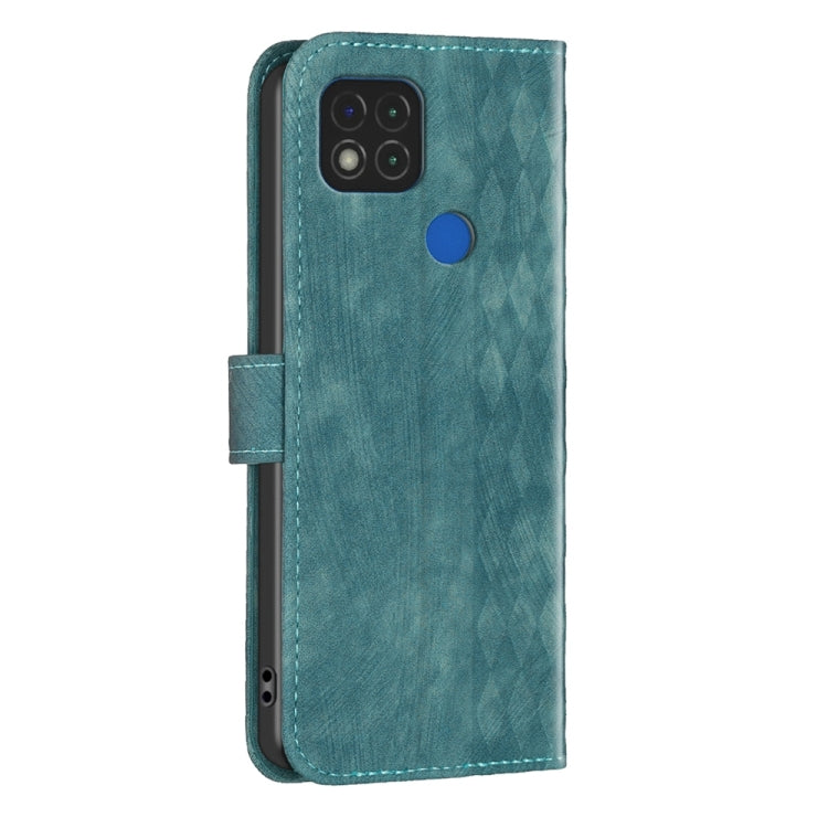 For Xiaomi Redmi 9C Plaid Embossed Leather Phone Case(Green) - Xiaomi Cases by buy2fix | Online Shopping UK | buy2fix