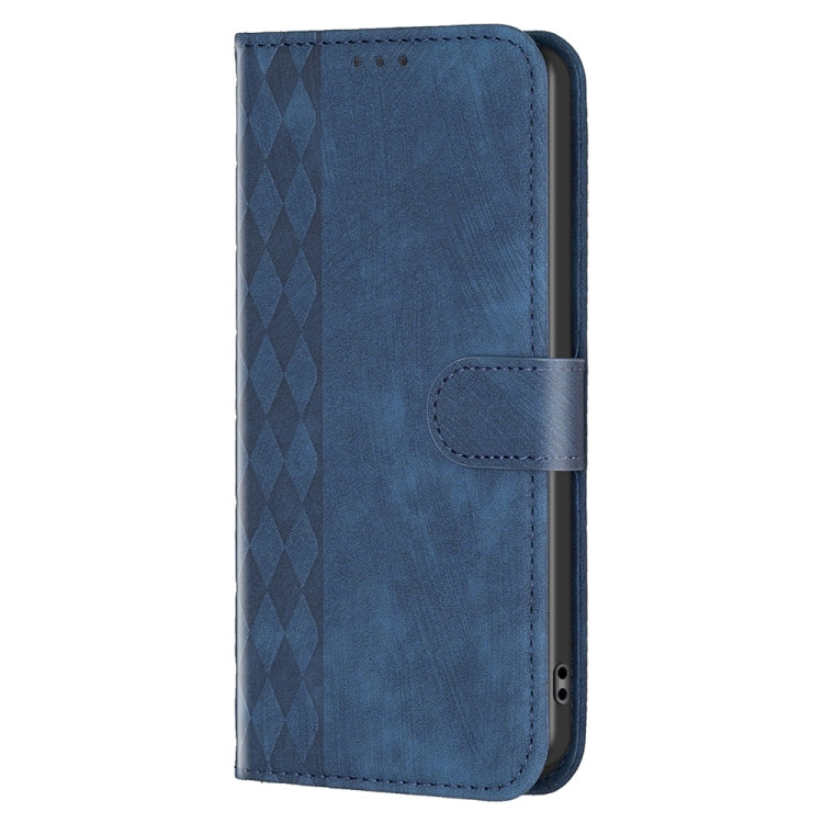 For Xiaomi Redmi Note 12 Pro Global Plaid Embossed Leather Phone Case(Blue) - Note 12 Pro Cases by buy2fix | Online Shopping UK | buy2fix