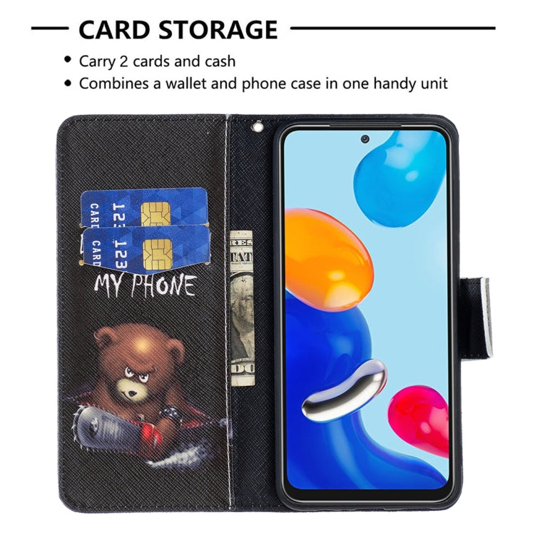 For Xiaomi Redmi Note 12S 4G / Note 11 Colored Drawing Pattern Leather Phone Case(Bear) - Xiaomi Cases by buy2fix | Online Shopping UK | buy2fix