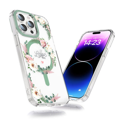 For iPhone 15 Plus MagSafe Magnetic TPU Phone Case(White Pink Rose) - iPhone 15 Plus Cases by buy2fix | Online Shopping UK | buy2fix