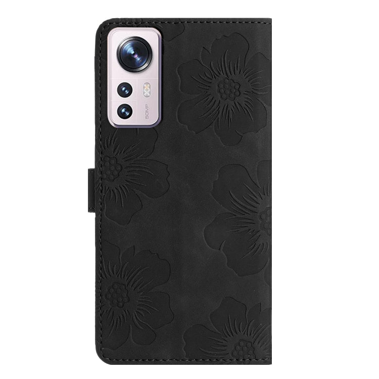 For Xiaomi 12 Lite Flower Embossing Pattern Leather Phone Case(Black) - Xiaomi Cases by buy2fix | Online Shopping UK | buy2fix