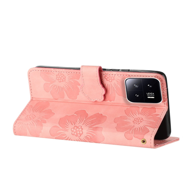 For Xiaomi 13 Pro Flower Embossing Pattern Leather Phone Case(Pink) - 13 Pro Cases by buy2fix | Online Shopping UK | buy2fix