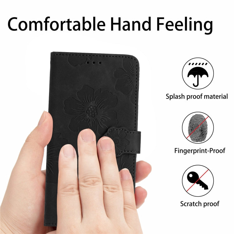 For Xiaomi Redmi 10 2022 Flower Embossing Pattern Leather Phone Case(Black) - Xiaomi Cases by buy2fix | Online Shopping UK | buy2fix