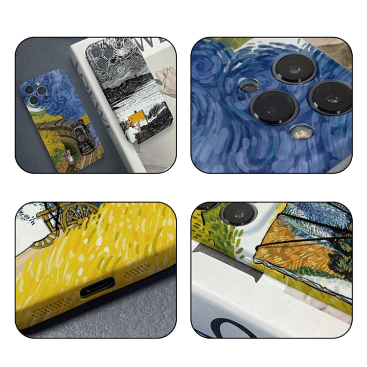 For iPhone 14 Precise Hole Oil Painting Pattern PC Phone Case(Handcart) - iPhone 14 Cases by buy2fix | Online Shopping UK | buy2fix