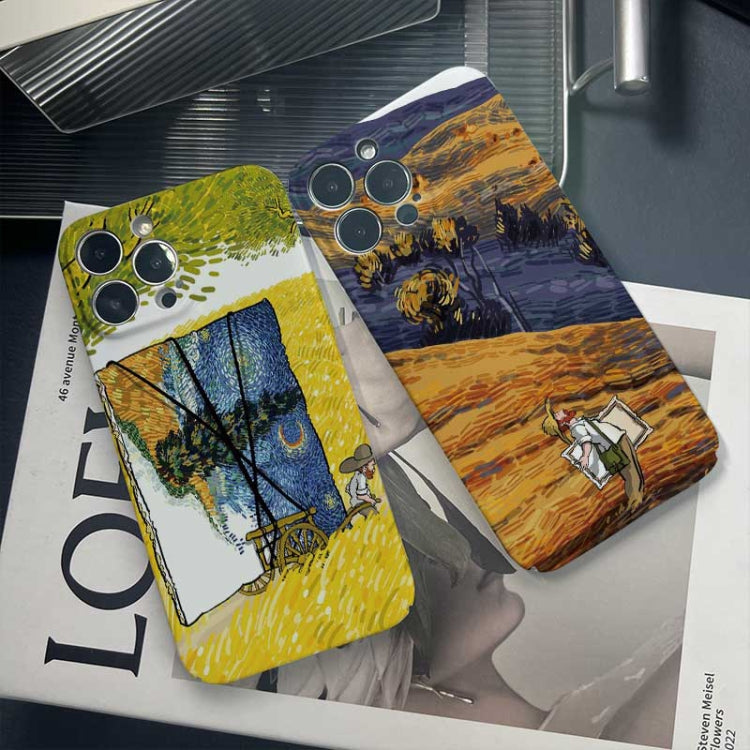 For iPhone 14 Plus Precise Hole Oil Painting Pattern PC Phone Case(Train) - iPhone 14 Plus Cases by buy2fix | Online Shopping UK | buy2fix