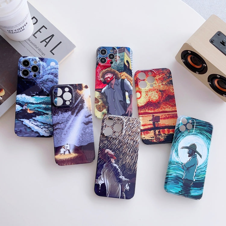 For iPhone XS Max Precise Hole Oil Painting Pattern PC Phone Case(Rain) - More iPhone Cases by buy2fix | Online Shopping UK | buy2fix