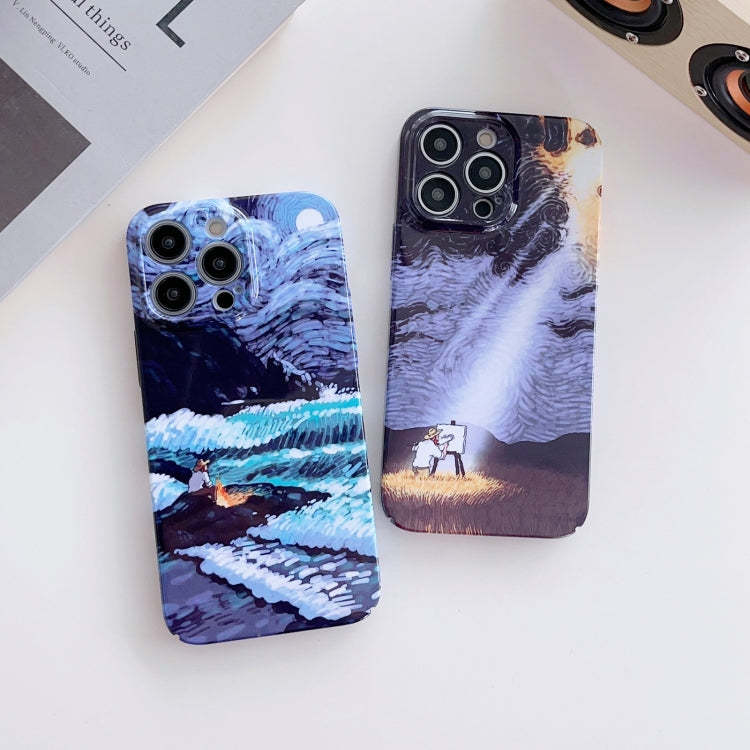 For iPhone 11 Precise Hole Oil Painting Pattern PC Phone Case(Thinker) - iPhone 11 Cases by buy2fix | Online Shopping UK | buy2fix