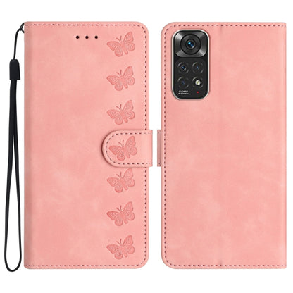 For Xiaomi Redmi Note 11 5G Seven Butterflies Embossed Leather Phone Case(Pink) - Redmi Note 11 Case by buy2fix | Online Shopping UK | buy2fix