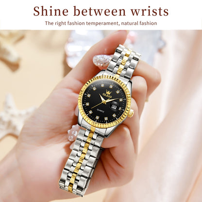 OLEVS 5526 Women Diamond Set Luminous Waterproof Quartz Watch(Black) - Metal Strap Watches by OLEVS | Online Shopping UK | buy2fix