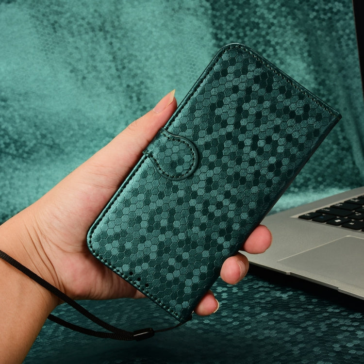 For Sony Xperia 1 V Honeycomb Dot Texture Leather Phone Case(Green) - Sony Cases by buy2fix | Online Shopping UK | buy2fix