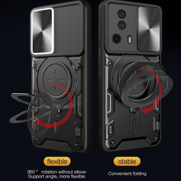 For Xiaomi 13 Lite / Civi 2 5G CD Texture Sliding Camshield Magnetic Holder Phone Case(Blue) - 13 Lite Cases by buy2fix | Online Shopping UK | buy2fix