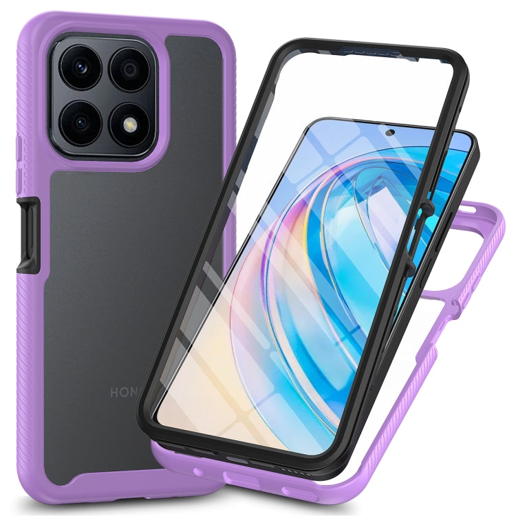 For Honor X8a Starry Sky Full Body Hybrid Shockproof Phone Case with PET Film(Purple) - Honor Cases by buy2fix | Online Shopping UK | buy2fix