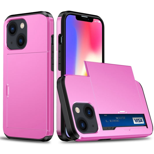 For iPhone 15 Shockproof Armor Phone Case with Slide Card Slot(Pink) - iPhone 15 Cases by buy2fix | Online Shopping UK | buy2fix